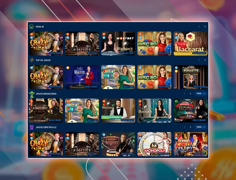 Lista de jogos ao vivo da Mostbet