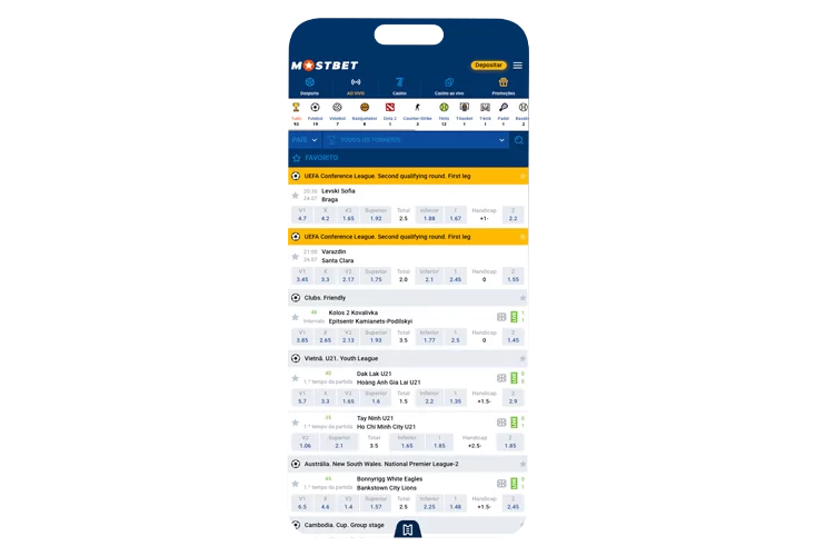 Começar a apostar na aplicação Mostbet