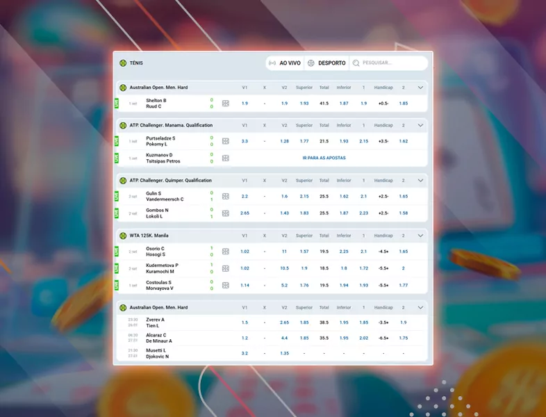 Escolha do mercado para apostas desportivas.